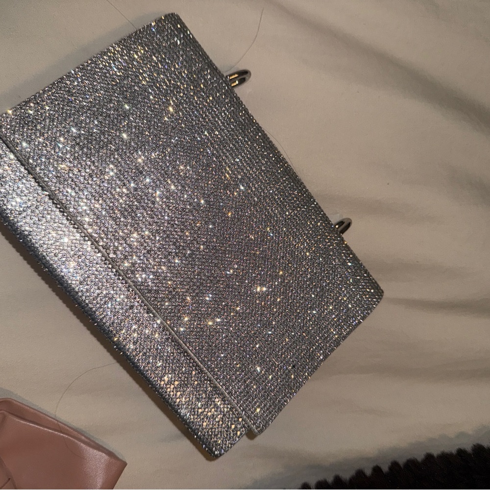 Silver Glitter Clutch Bag